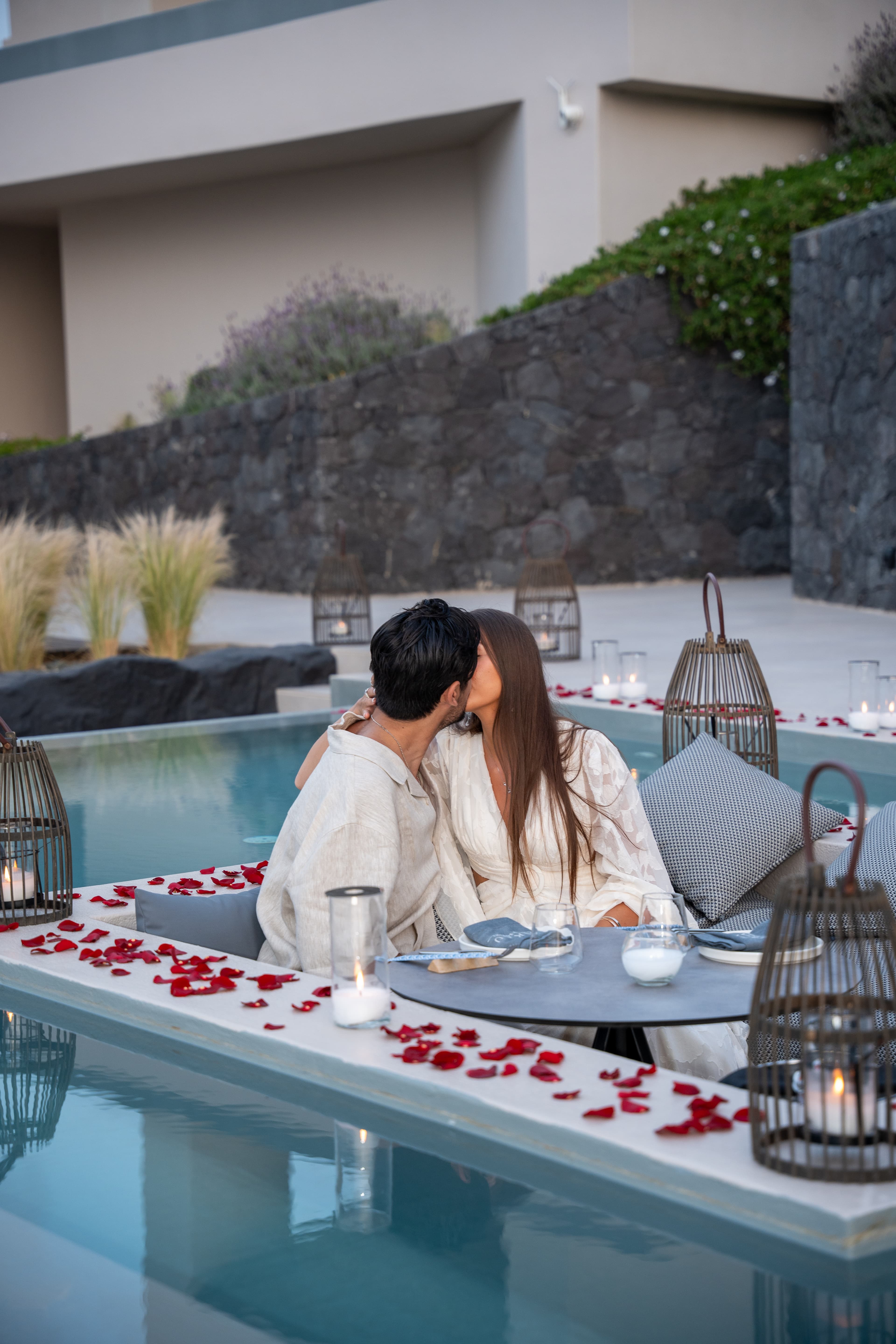 Honeymoon couple enjoying a romantic setting